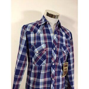 Vintage Plaid Western Snap Shirt Mens Small NEW